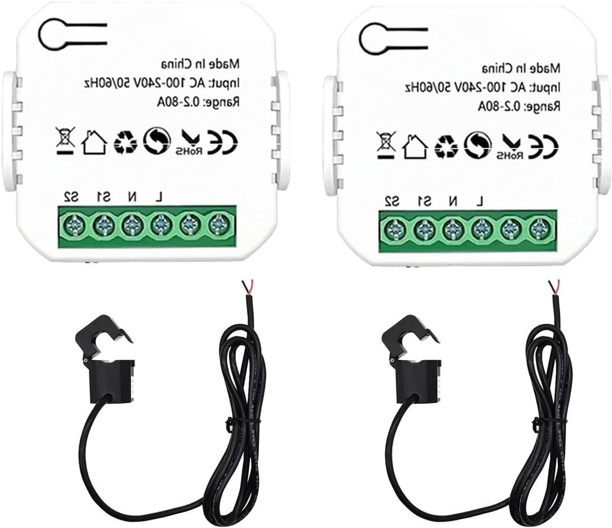 Energieverbruiksmeter - Stroom monitor - Energie besparen - Wifi verbinding - 80A klem - Wit