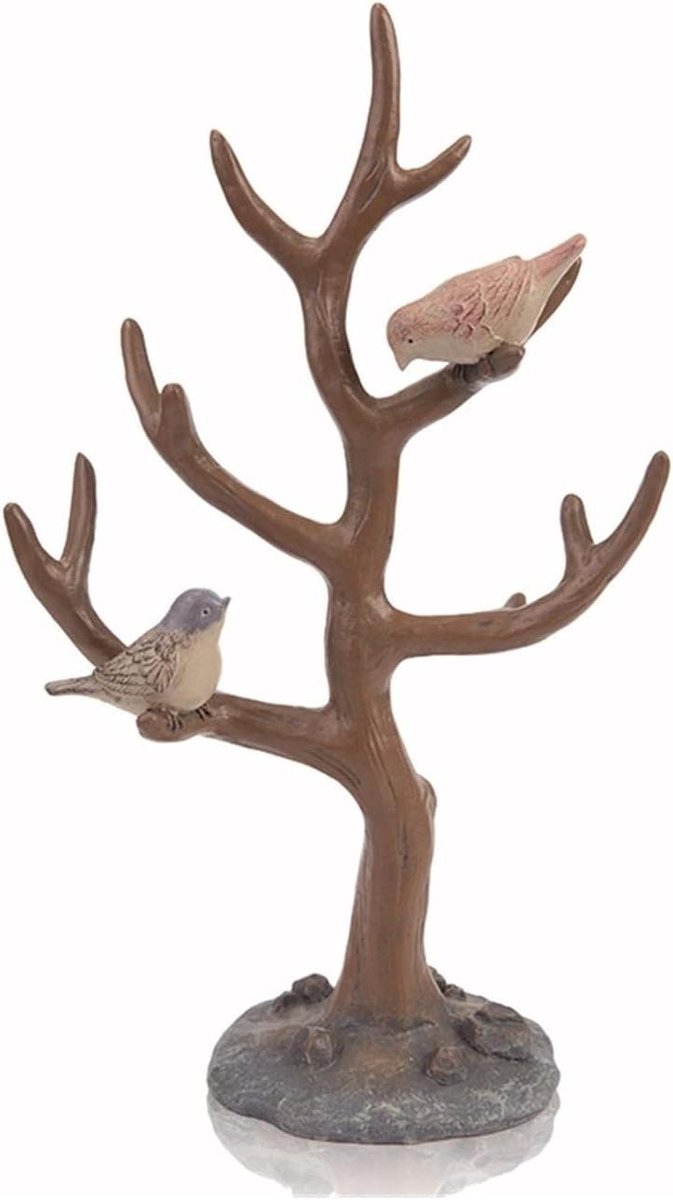 Sieradenstandaard Boom - Kettinghouder Armbanden - Sieraden Opbergen - Handgegraveerd Hars - 20x33cm - Bruin