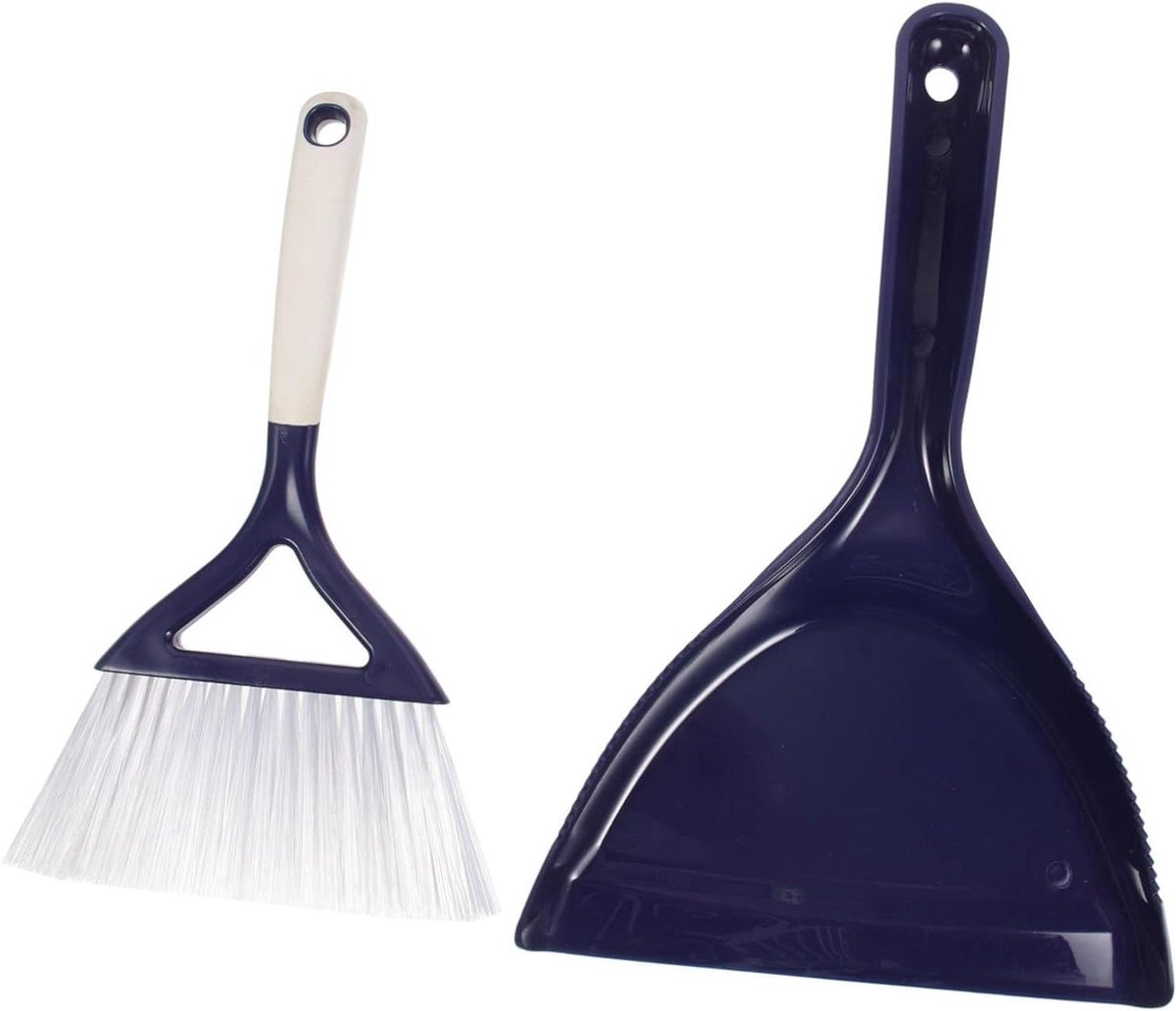 Bezem Stoffer Set - Kleine Schoonmaak - Desktop Reinigen - Schuine Borstelharen - 16 cm Breed - Blauw