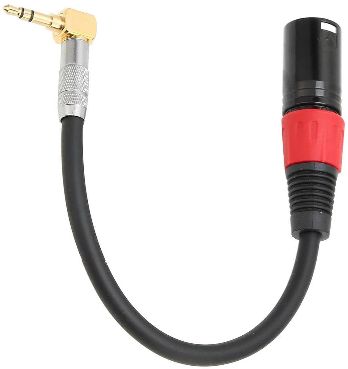 Microfoon Kabel - Stereo Hulpkabel - Geluid Overzetten - L-Vorm Hoek - 0.2 Meter - Zwart