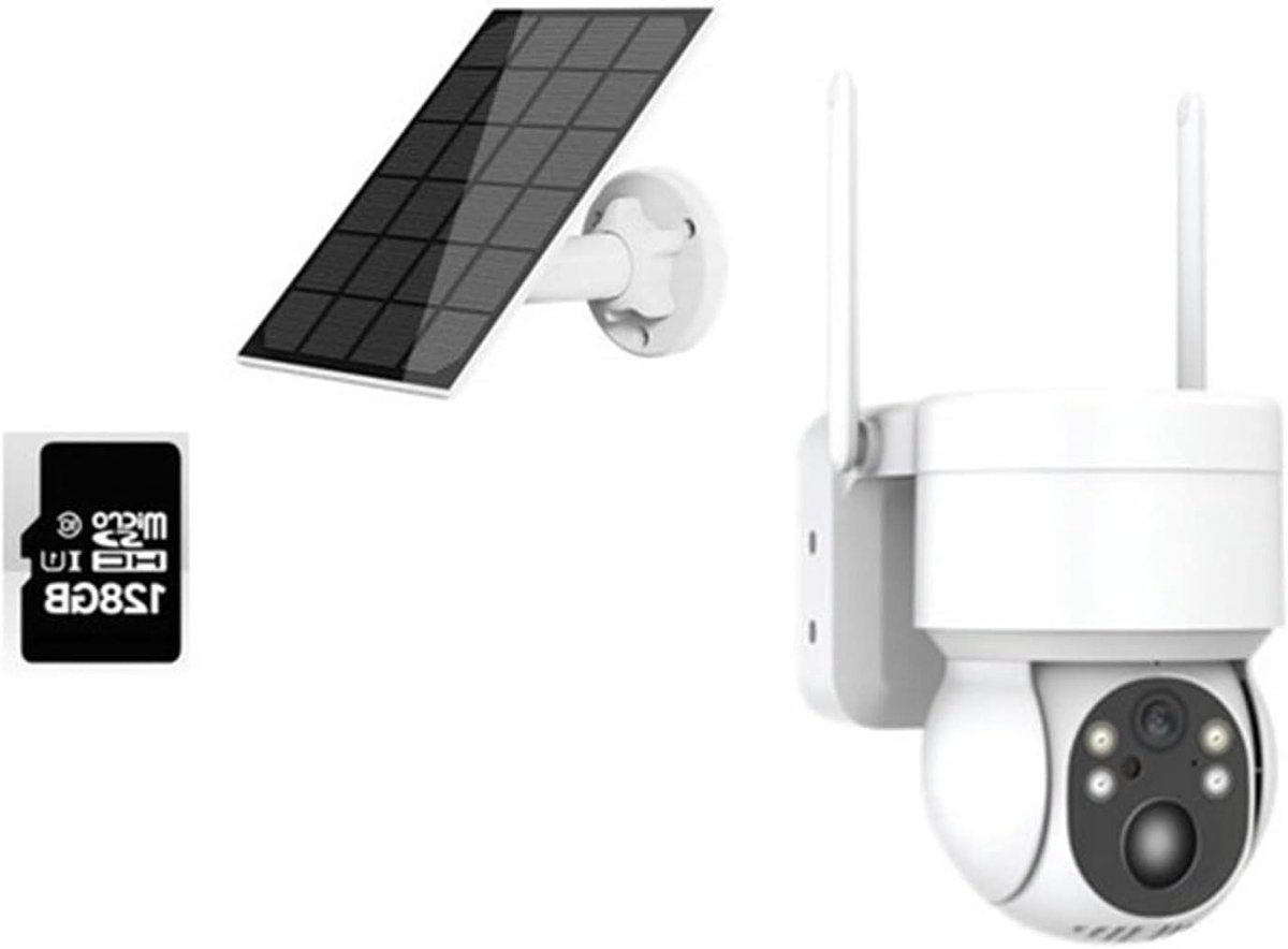 Beveiligingscamera Solar - Draadloze Camera - Buitenbewaking Huis - 4MP Full HD PTZ - 10 Meter Bereik - Wit