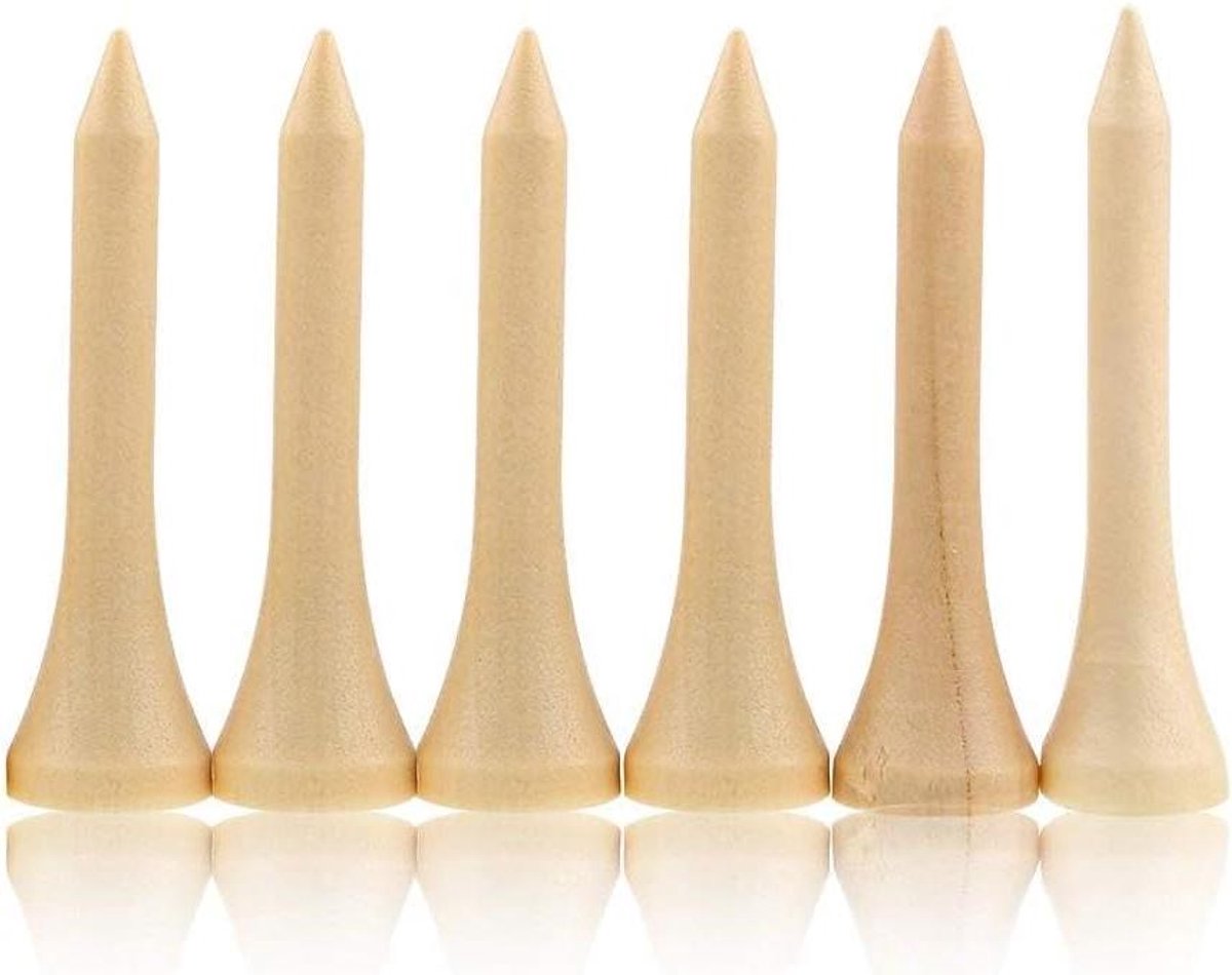 Houten Golf Tees - Golf Accessoires - Golfen op de baan - Milieuvriendelijk houtmateriaal - 4.2 cm - Houtkleur
