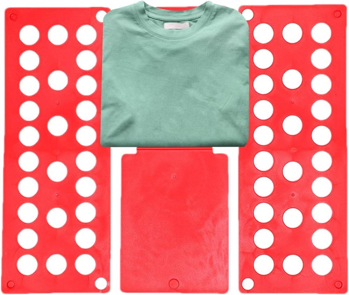 Kleding vouwplank - Vouwhelper organizer - Kleding opbergen - Robuust ABS materiaal - 40 x 48 cm - Rood
