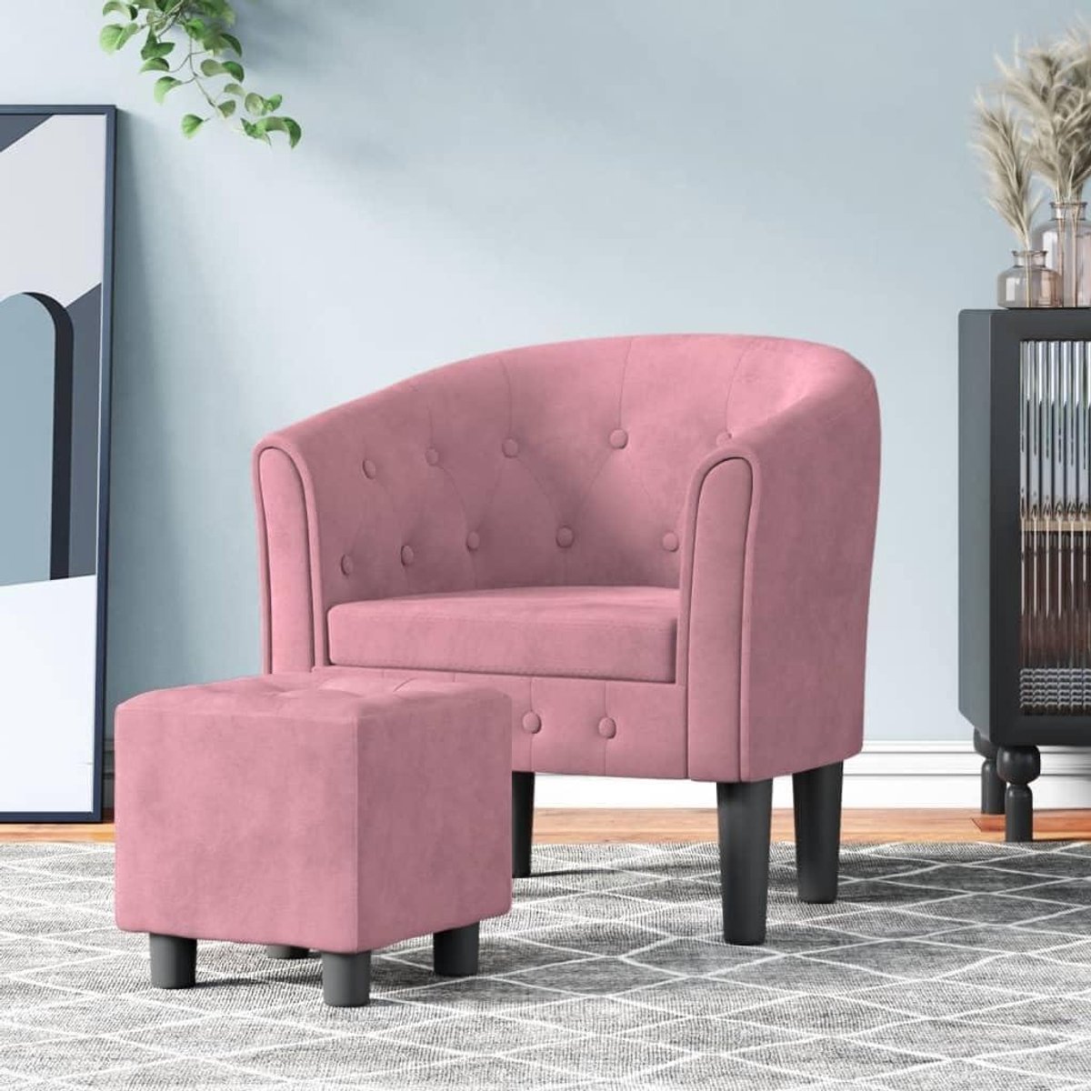 Fauteuil met voetensteun - Relaxstoel fluweel - Ontspannen in huis - Zachte fluwelen stof