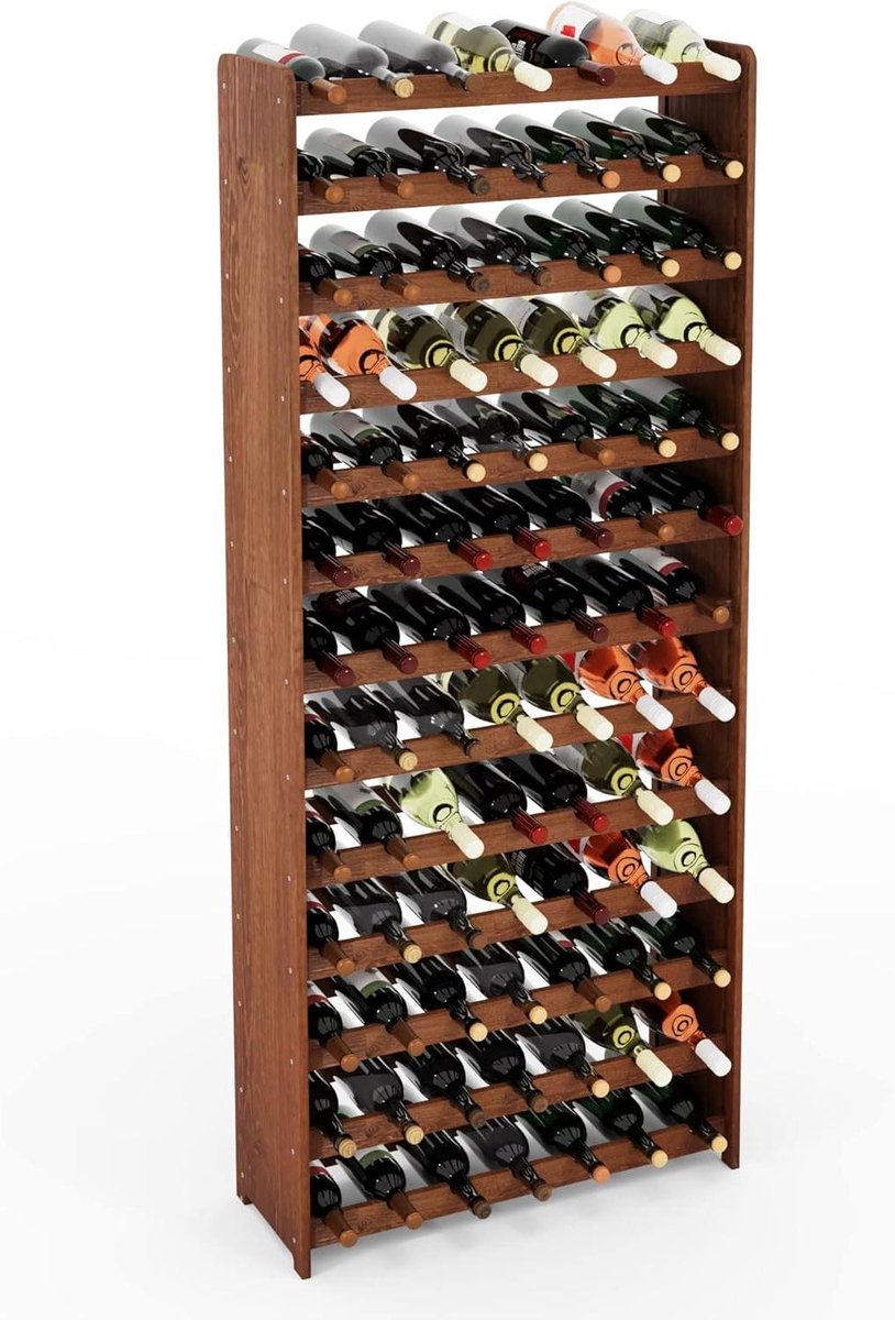 Houten Wijnrek - Flessen Opslag - Wijn Presenteren - Robuuste Constructie - 172 x 72 cm - Bruin