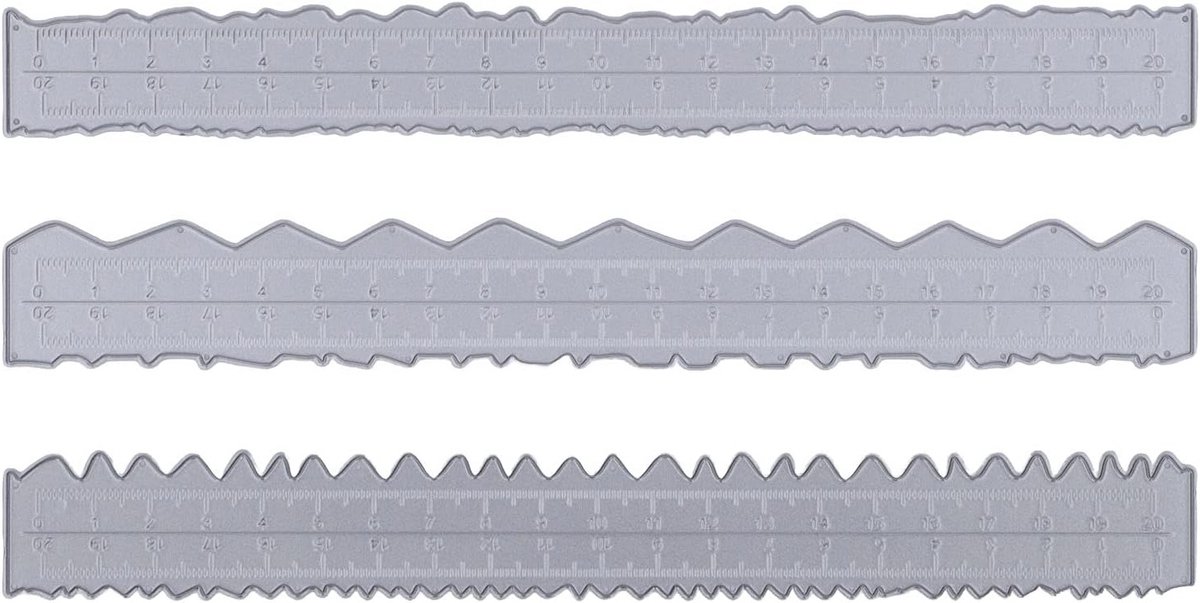 Set van 3 Papieren Snijlinialen voor Creatief Knippen, Met Deckled Edge voor Kaarten Maken en Ambachtelijke Projecten