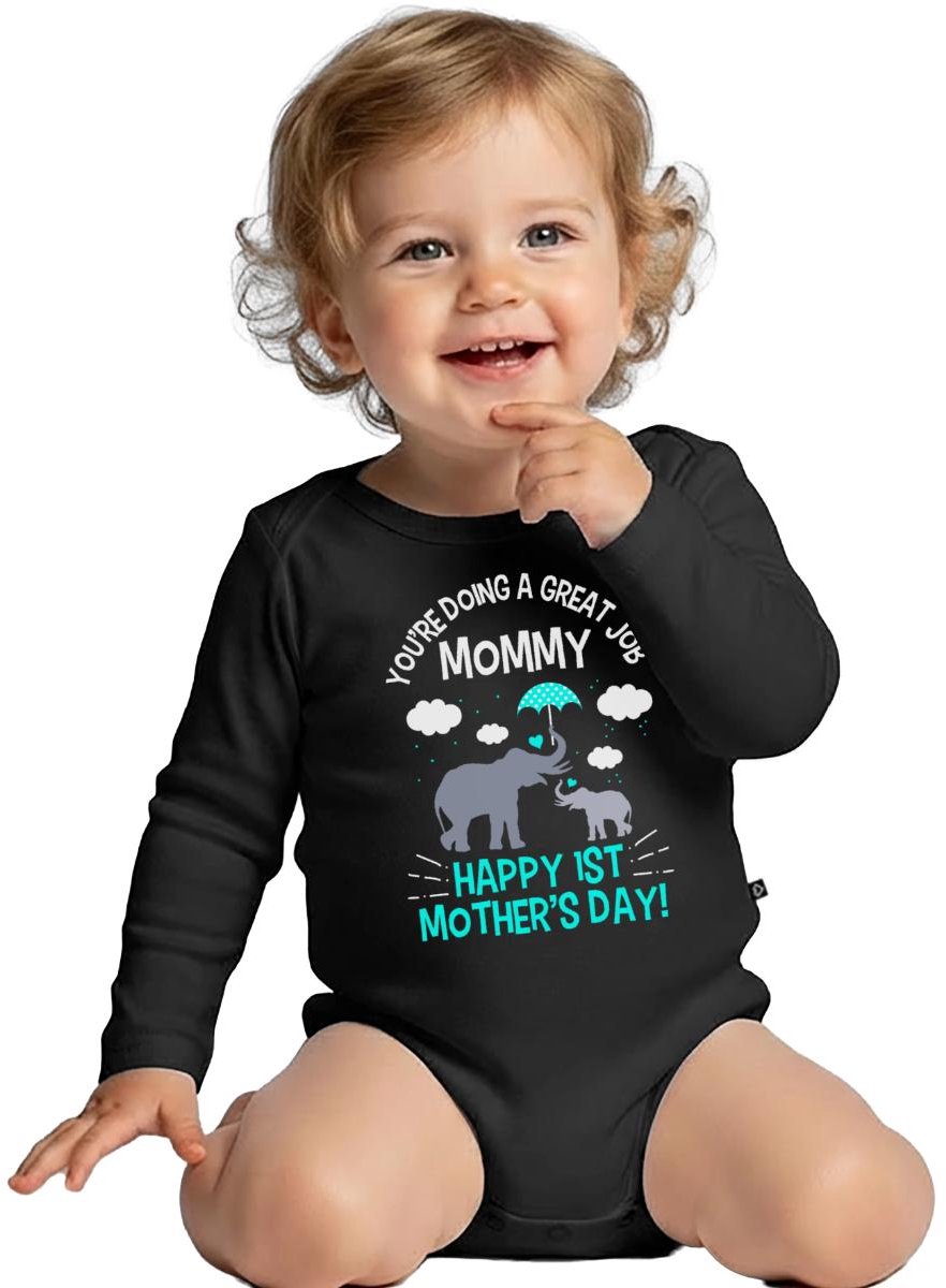 Eerste Moederdag | Jij Doet Het Geweldig Mama | Happy 1st Mothers Day Baby Rompertje Met Lange Mouwen