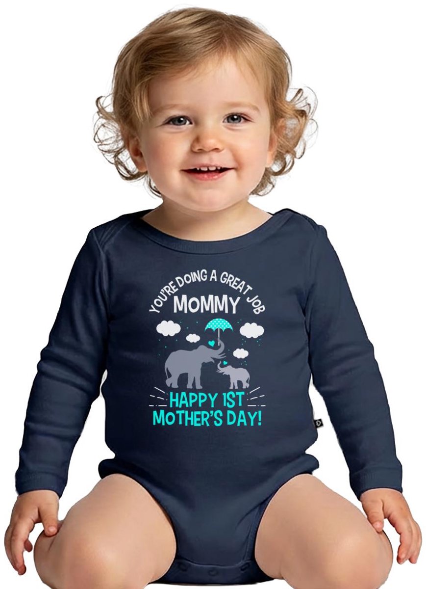 Eerste Moederdag | Jij Doet Het Geweldig Mama | Happy 1st Mothers Day Baby Rompertje Met Lange Mouwen