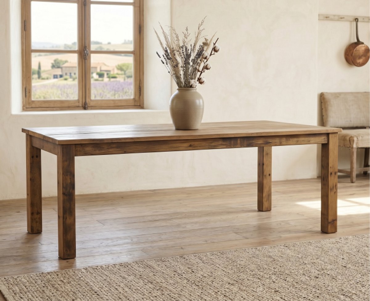 Meubelplaats Eettafel Brent Rechthoek gerecycled hout 240x100x76 cm - Naturel