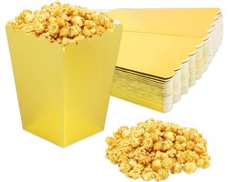 Gouden Popcorn Dozen - 24 Stuks Mini Papieren Candy Containers voor Filmavonden, Feestjes en Carnaval