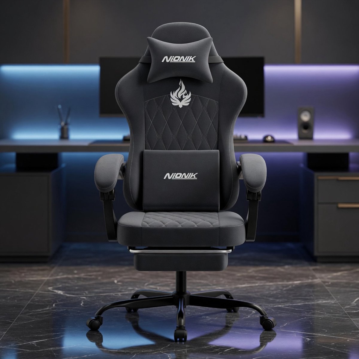 Gaming Stoel Ergonomisch Verstelbaar met Lendensteun en Hoofdsteun – Comfortabele Computerstoel voor Kinderen, Tieners en Volwassenen – In Hoogte Verstelbare Bureaustoel voor Gaming & Kantoor – Grijs | Mobili Bella