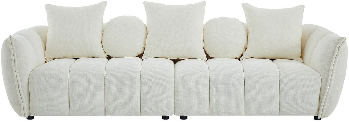 Vente-unique Vierzitsbank in beige getextureerde stof GONOLON