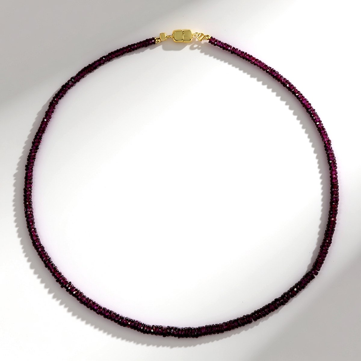 Cavill - 18K Goud Verguld 925 Sterling Zilver Ketting - 0,11 ct Rhodoliet Fancy Facetgeslepen Edelsteen - Elegante Dames Sieraden - 45 cm