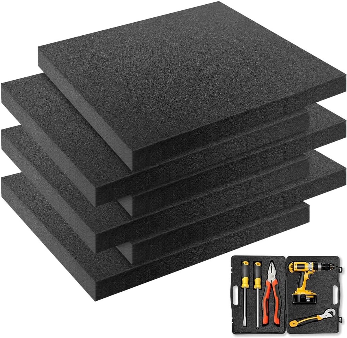 Set van 6 Grijze Schuim Inlegstukken 400 x 300 x 40 mm voor Verpakking, Opslag en DIY Projecten