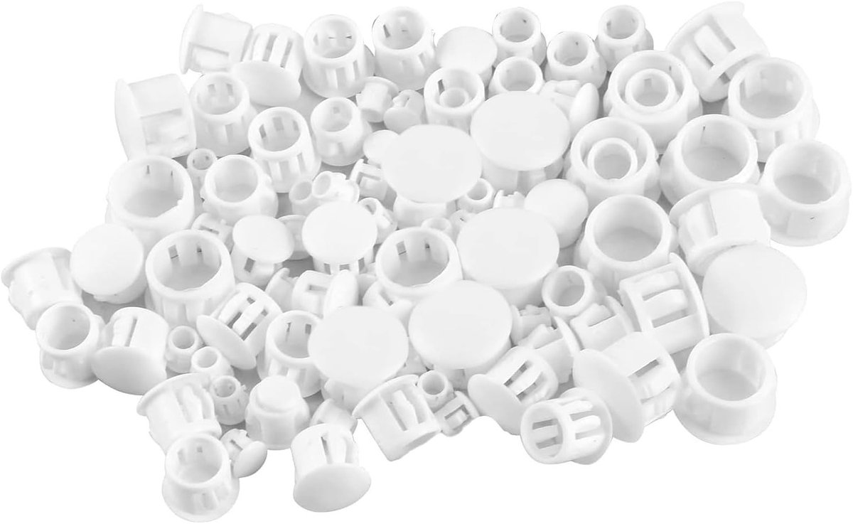120 Stuks Gatenstopper in 6 Maten voor Meubelbescherming en Keukenaccessoires - Plastic Afdekkappen in Wit
