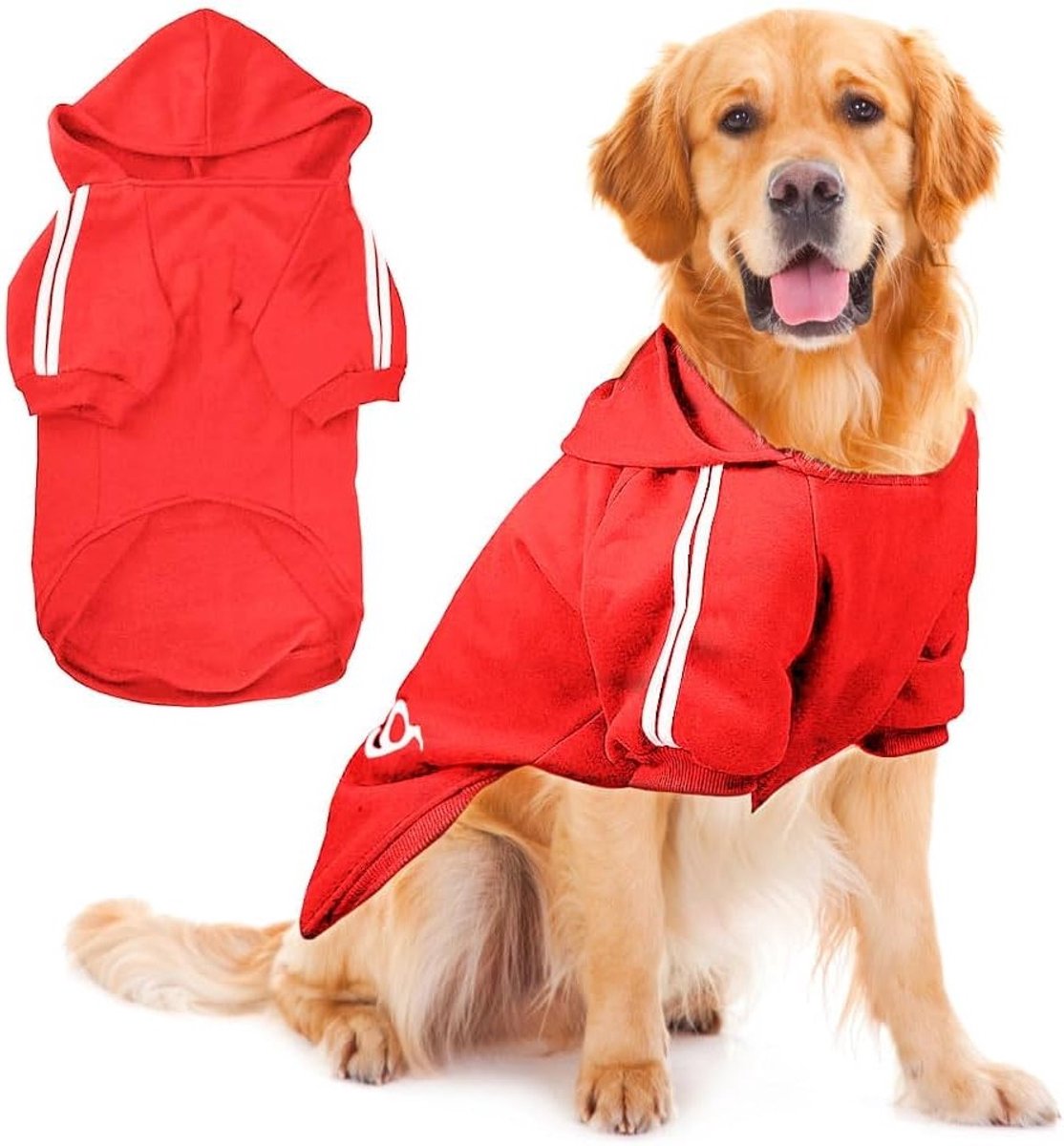 Warme winterhoodie voor grote honden met knoopdesign, comfortabele hondentrui en hondenjas (rood, 5XL)