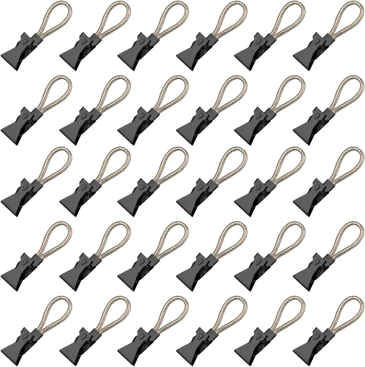 Set van 30 Handdoek Klemmen, Handdoek Hangers voor Makkelijk Ophangen van Handdoeken, Gordijnen en Kleding, Zwart