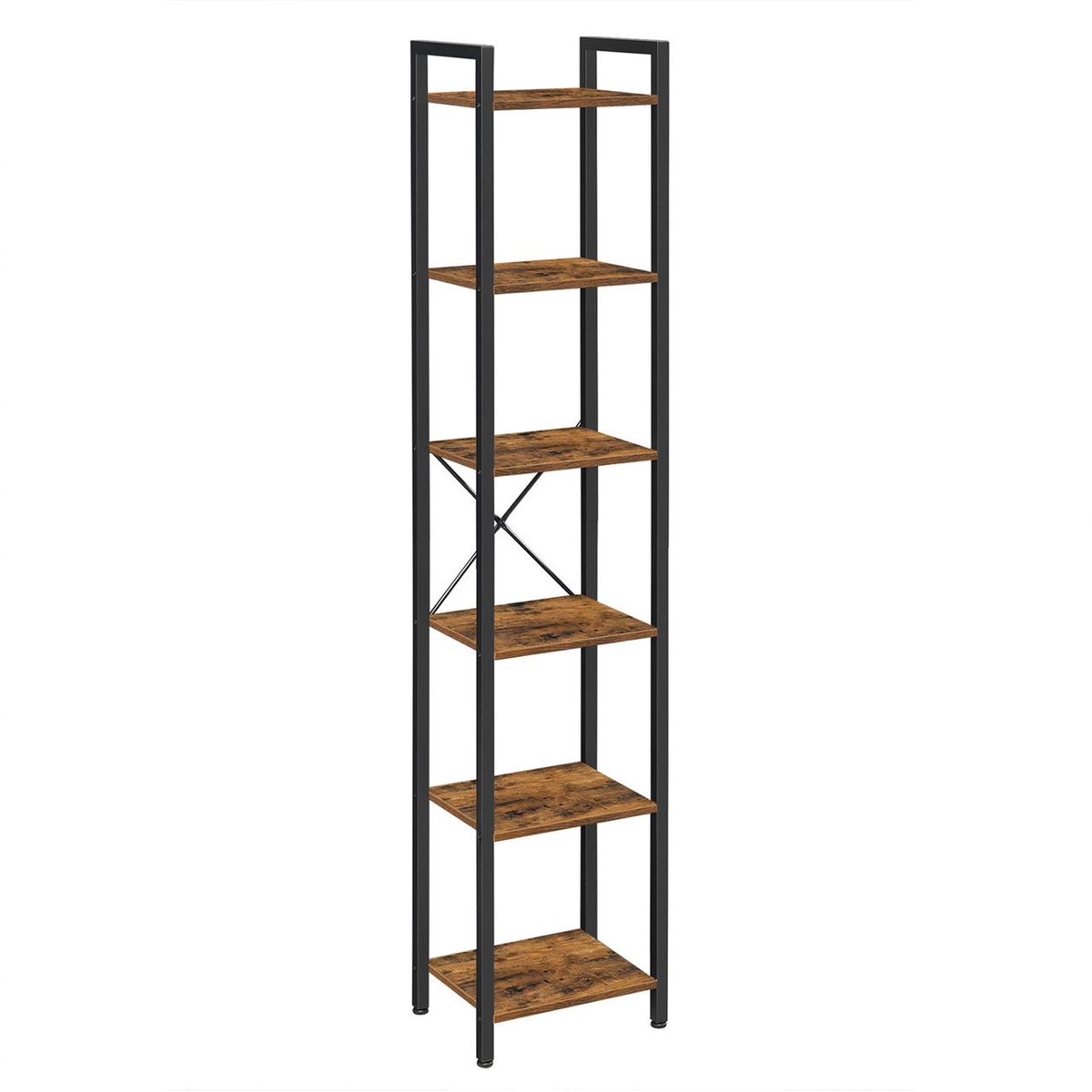 BEGRYF Opbergrek - rustiek bruin - 6 legplanken - 39,5x30x187,5 cm Rustiek bruin / zwart