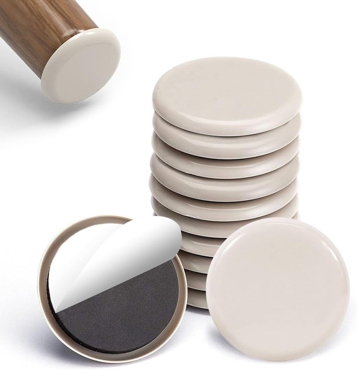 Meubelschuivers 50mm - 12 Stuks Zelfklevende Glijders voor Zware Objecten, Ideaal voor Tap