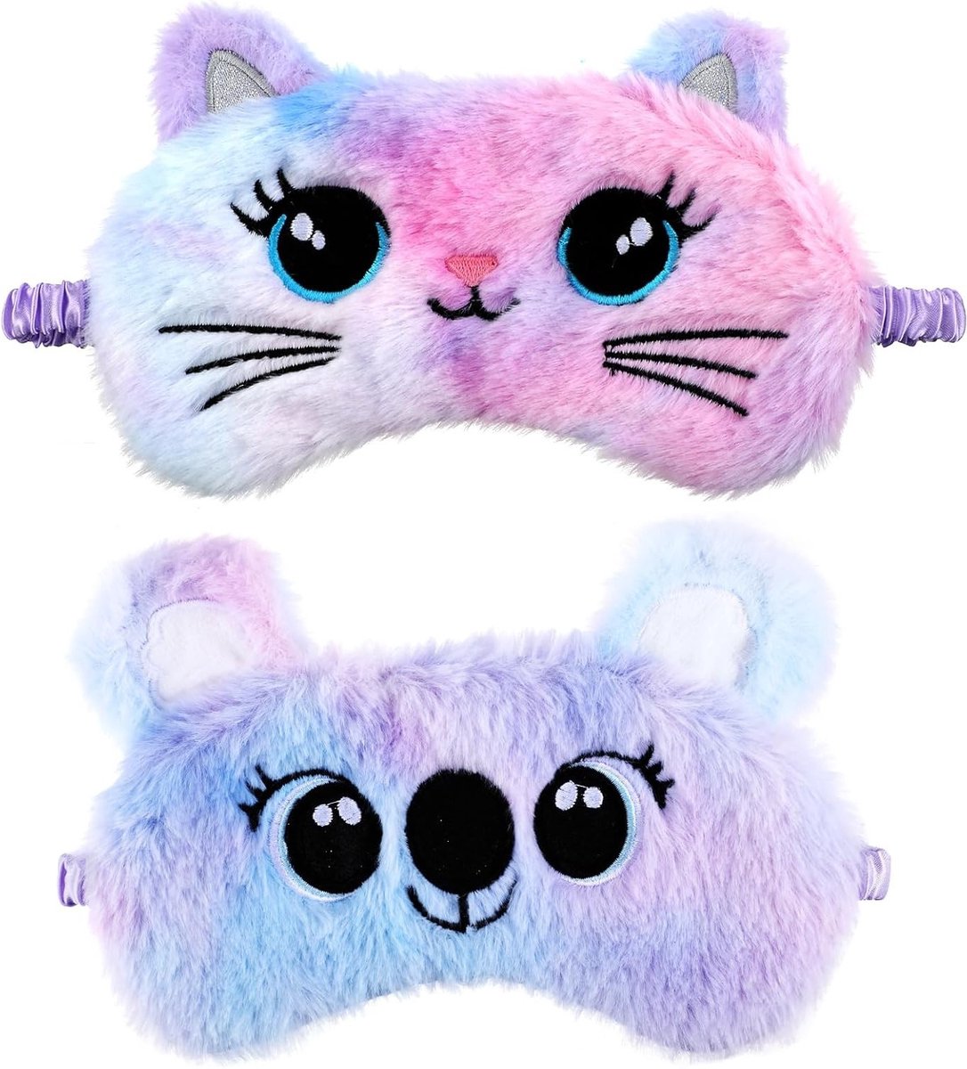 Zachte Pluche Oogmasker Set voor Comfortabel Slapen met Schattige Dierenontwerpen - Ideaal als Cadeau voor Vrouwen en Mannen, Perfect voor Ontspanning en Reis