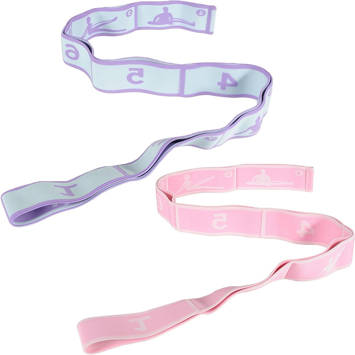 Yoga Stretchband met 8 Lussen - Ideale Fitnessband voor Rekken, Yoga en Gymnastiek, Hoogwaardige Accessoires voor Thuistraining en Sportactiviteiten (Set van 2)