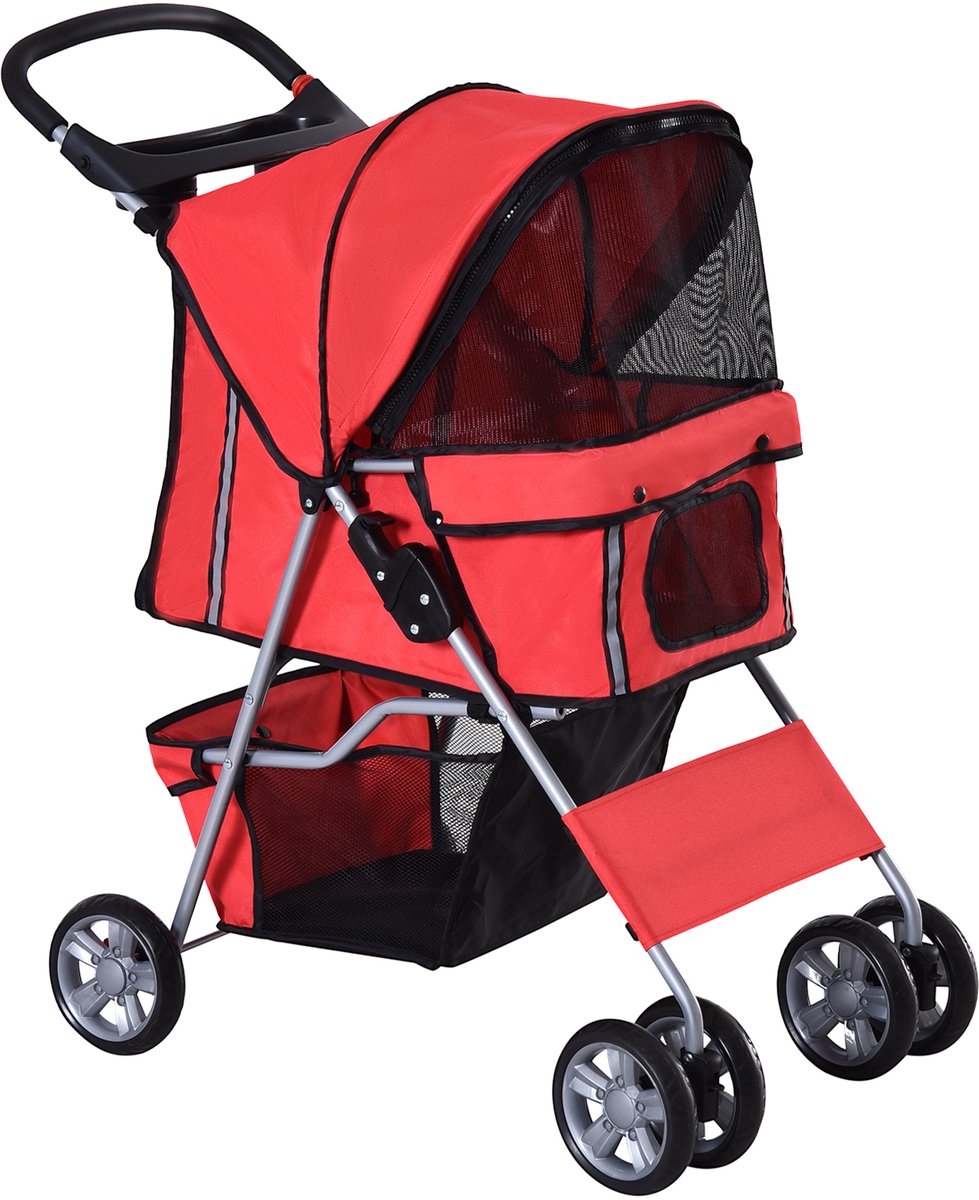 Hondenbuggy Inklapbaar - Pet stroller - Huisdieren wandelwagen – Rood