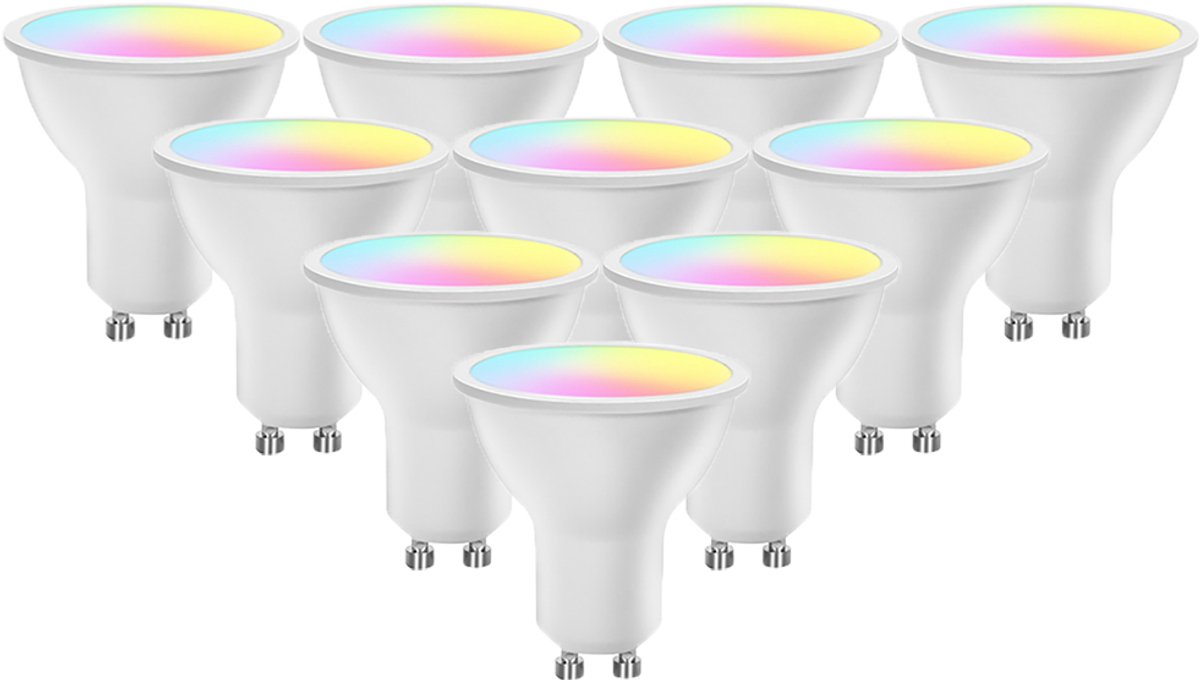 Set 10x Smart GU10 Zigbee lamp 5W - RGB + CCT (warm & koel wit)