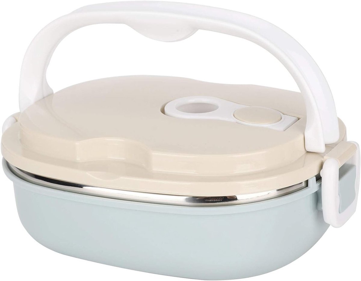 Airtight Roestvrijstalen Lunchbox met Handvat voor Kantoor en School - 18 x 15 cm, Ideaal voor Maaltijden en Tussendoortjes