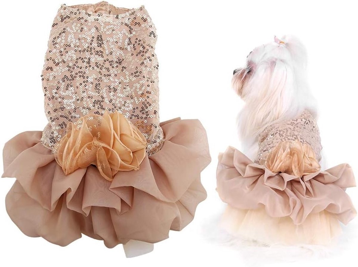 Schattige jurk voor honden en katten, sequined prinsessen rok voor bruiloften, zomeroutfits voor kleine en middelgrote huisdieren