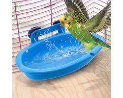 Vogel Douche - papegaai kooi accessoires badkuip vogelbad voederbak voor parkieten / kanaries (blauw)