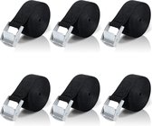 Korte Spanbanden met Ratel - 2m, 6 Stuks voor Fiets, Auto en Camping