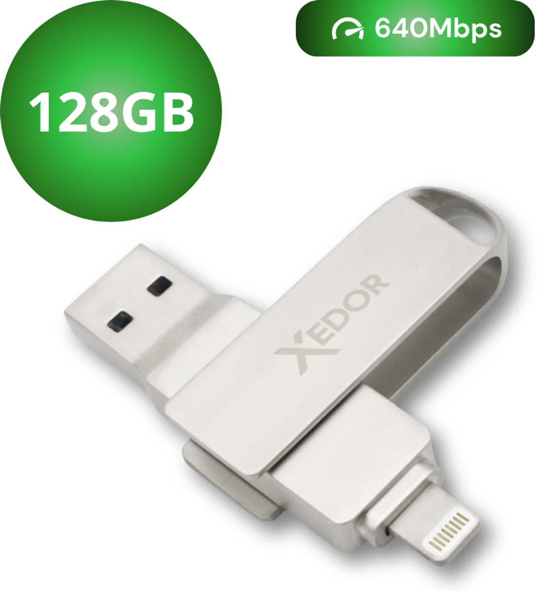 Bol.com Xedor® Lite - USB Stick - 128 GB - 640Mbps - Lightning en USB A - iPhone aanbieding