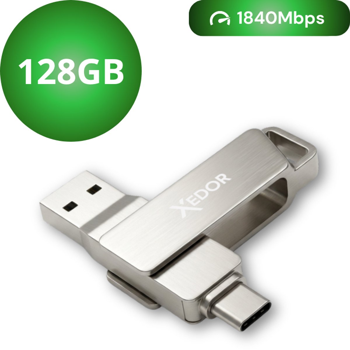 Xedor® Blaze - USB Stick - 128 GB - 1840Mbps - USB C en A - iPhone en Android