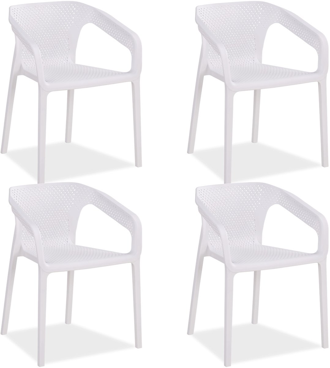 Homestyle4u Tuinstoelen - Set van 4 - Stapelstoelen - Kunststof - Wit