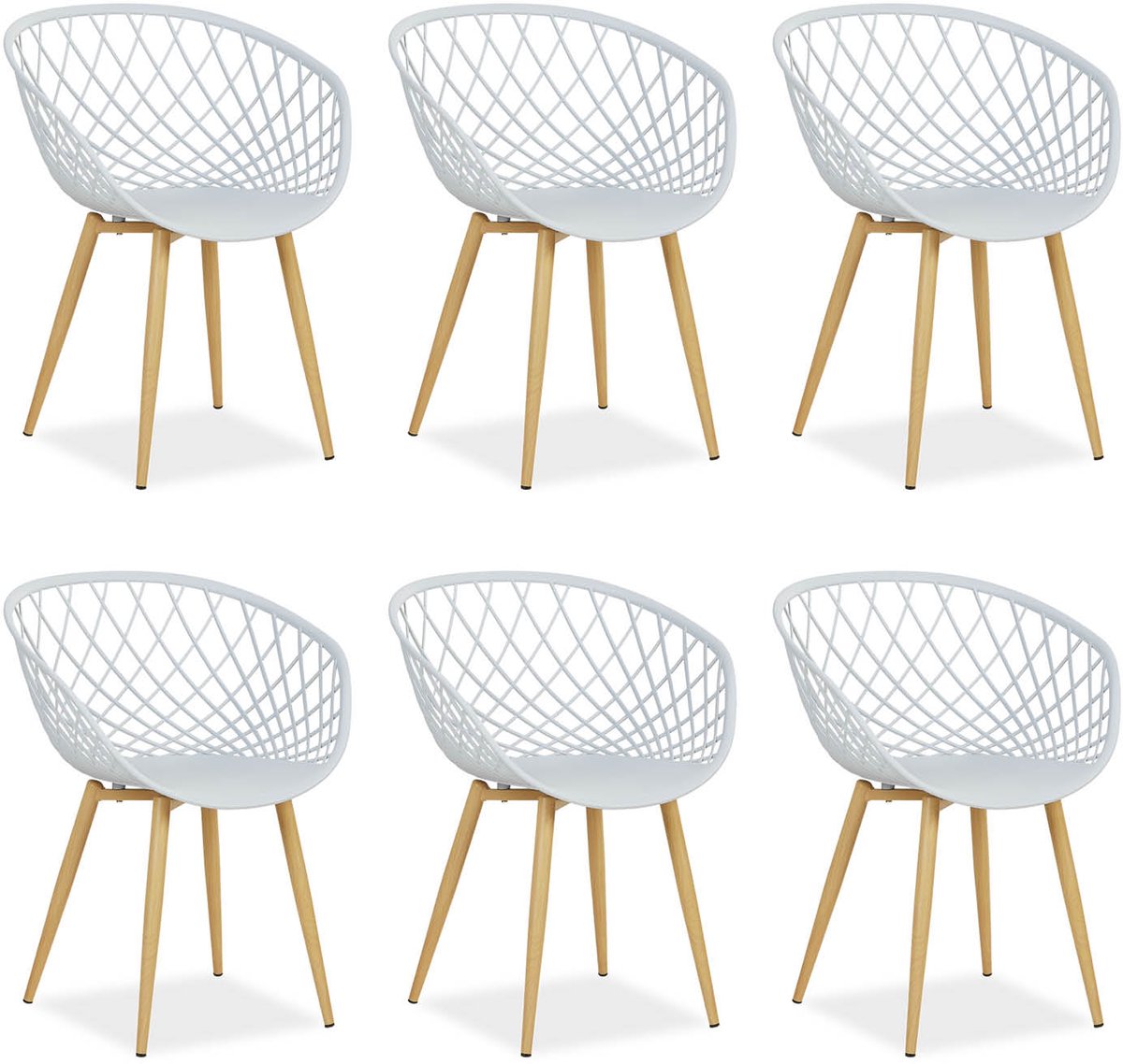 Homestyle4u Tuinstoelen - Set van 6 - Kunststof - Grijs