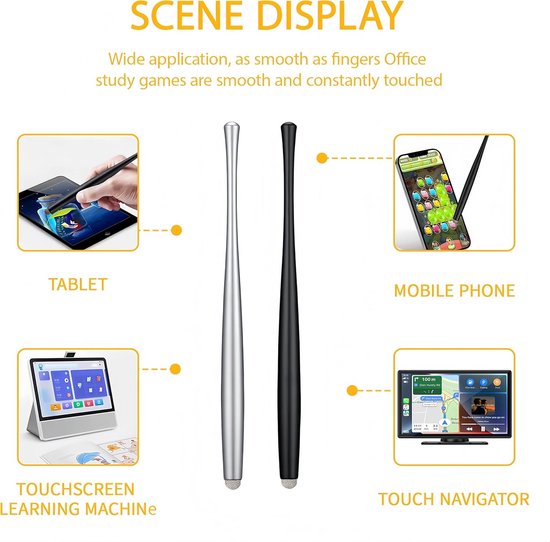 KARZO Nauwkeurige touchscreen pen voor schermen, set van 2 pennen met 4 vervangtips, compatibel met iPad, iPhone, Samsung, Huawei, Surface en anderen, ideaal voor tekenen en navigatie — afbeelding 5