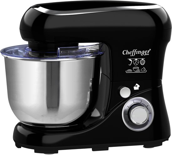 Cheffinger Keukenmixer - Zwart - 6.5L Mengkom - Keukenrobot - 3 Accessoires - Keukenmachine - 1600W van Merkloos — afbeelding 2