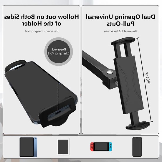Verstelbare Tablet Wandbeugel met 360° Rotatie, Geschikt voor 4-13 Inch Apparaten, Ideaal voor Thuis en Kantoorgebruik van Merkloos — afbeelding 3