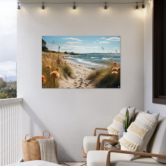 Affiche de jardin - Toile de jardin - Posters de jardin extérieur - Plage - Dunes - Ammophile - Mer - Sable - 120x80 cm - Jardin
