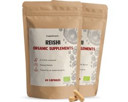 Cupplement Reishi 1.500 mg per dagdosering Biologisch Combideal 2x 60 Capsules - Reishi Mushroom paddenstoelen – Mushrooms - Vegan - Zonder toevoegingen - Lab getest - 30 dagen voorraad per zakje