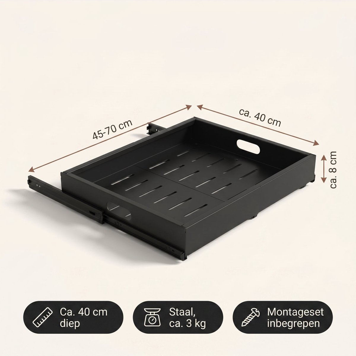 Cheqo® Schuiflade Keukenkast - Keukenkast Organizer - Uittrekbare Lade - Verstelbaar en Telescopisch - Gootsteenkast Organizer - Binnenlade Keuken - Keukenlade - Kast Organizer met Uitschuifbare Lade - Zonder Boren - Aanrecht en Lade Organizer — cadeau in Cadeau-ideeën - foto 7