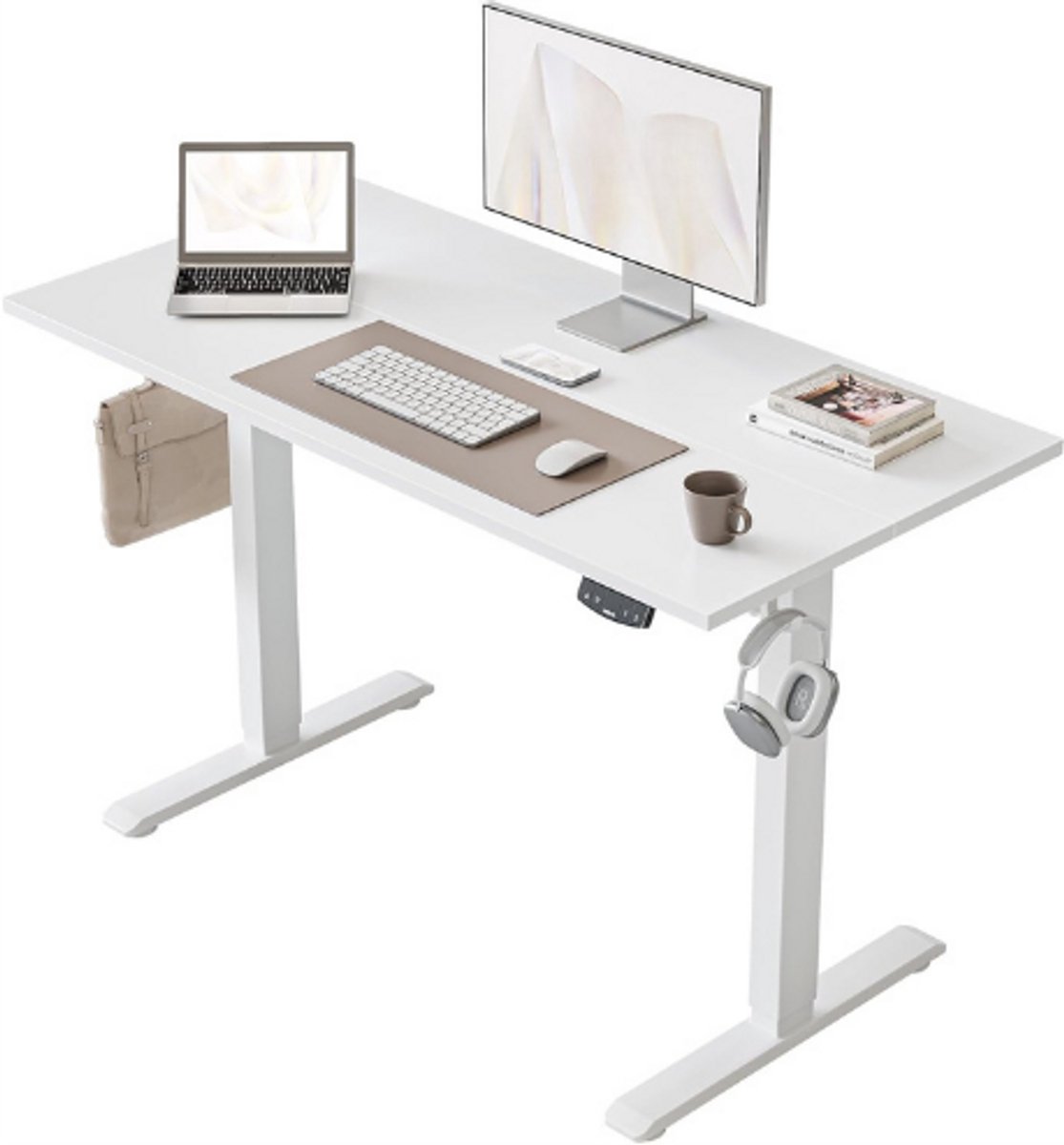 Agilestic Elektrisch Sta Bureau 100 X 60 Cm - In Hoogte Verstelbaar Bureau Met Geheugenfunctie - Compact En Stabiel Design - Ergonomische Zit Sta Werkplek - Wit Bureau Voor Thuiswerk En Kantoor
