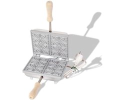 Elektrische Koekjesmaker - Wafelijzer Pizzelle Maker - Kruimelige Koekjes Bakken - Dunne Rechthoekige Vorm - 2 cm Plaatdikte - Chroom