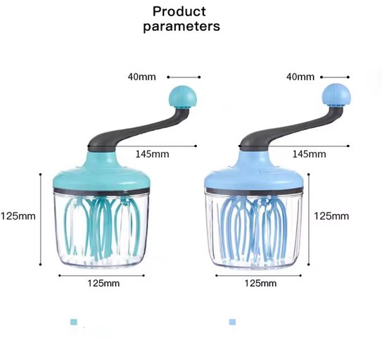 Multifunctionele Handmatige Garde - Semi-automatische Eierklopper & Roomklopper - Handmixer voor Ei, Slagroom en Cake - Keuken Hand Crank Mixer - Handmatige Keukenmixer - Blauw van Merkloos — afbeelding 4