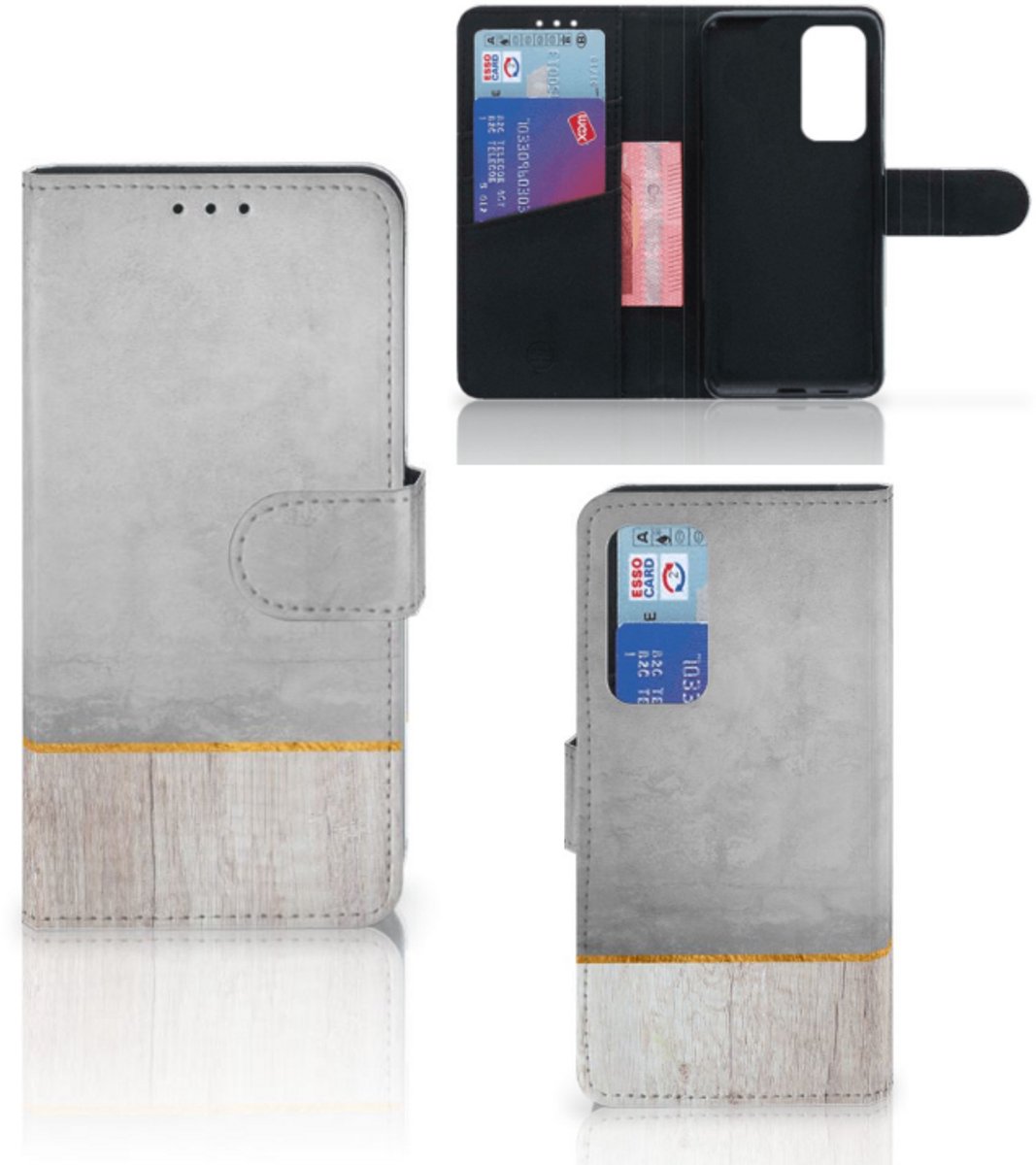 Huawei P40 Book Style Case Wood Concrete