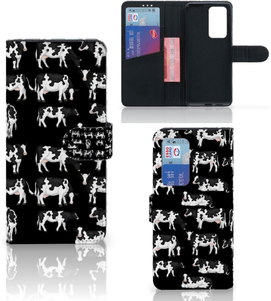 Huawei P40 Pro Telefoonhoesje met Pasjes Koetjes