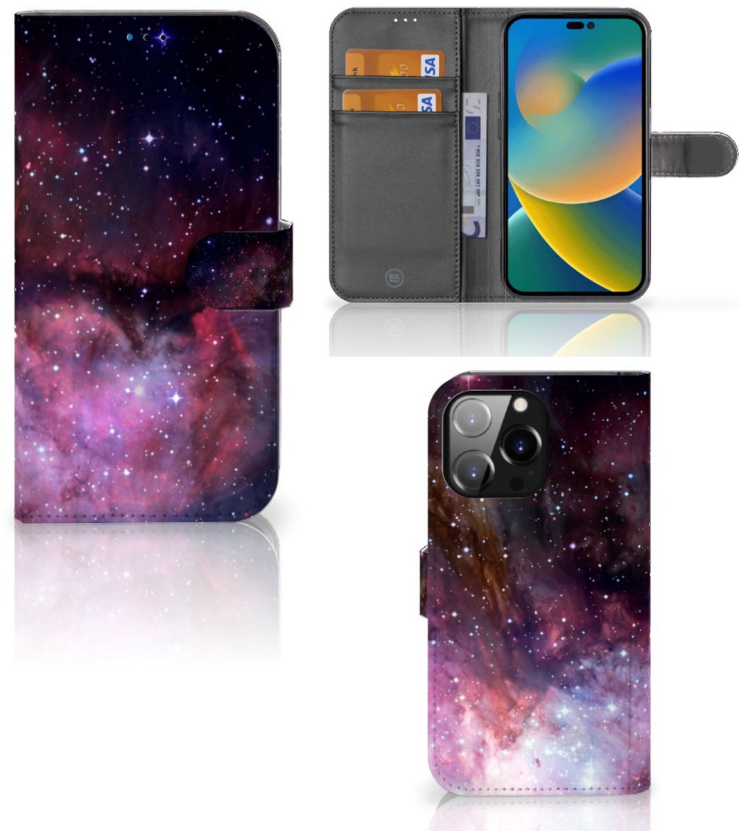 Book Case voor iPhone 14 Pro Max Galaxy