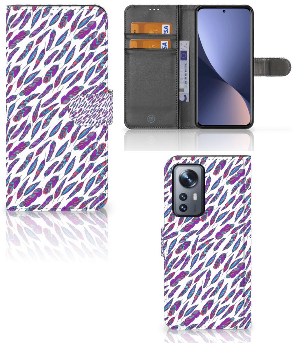 Xiaomi 12 Pro Telefoon Hoesje Feathers Color