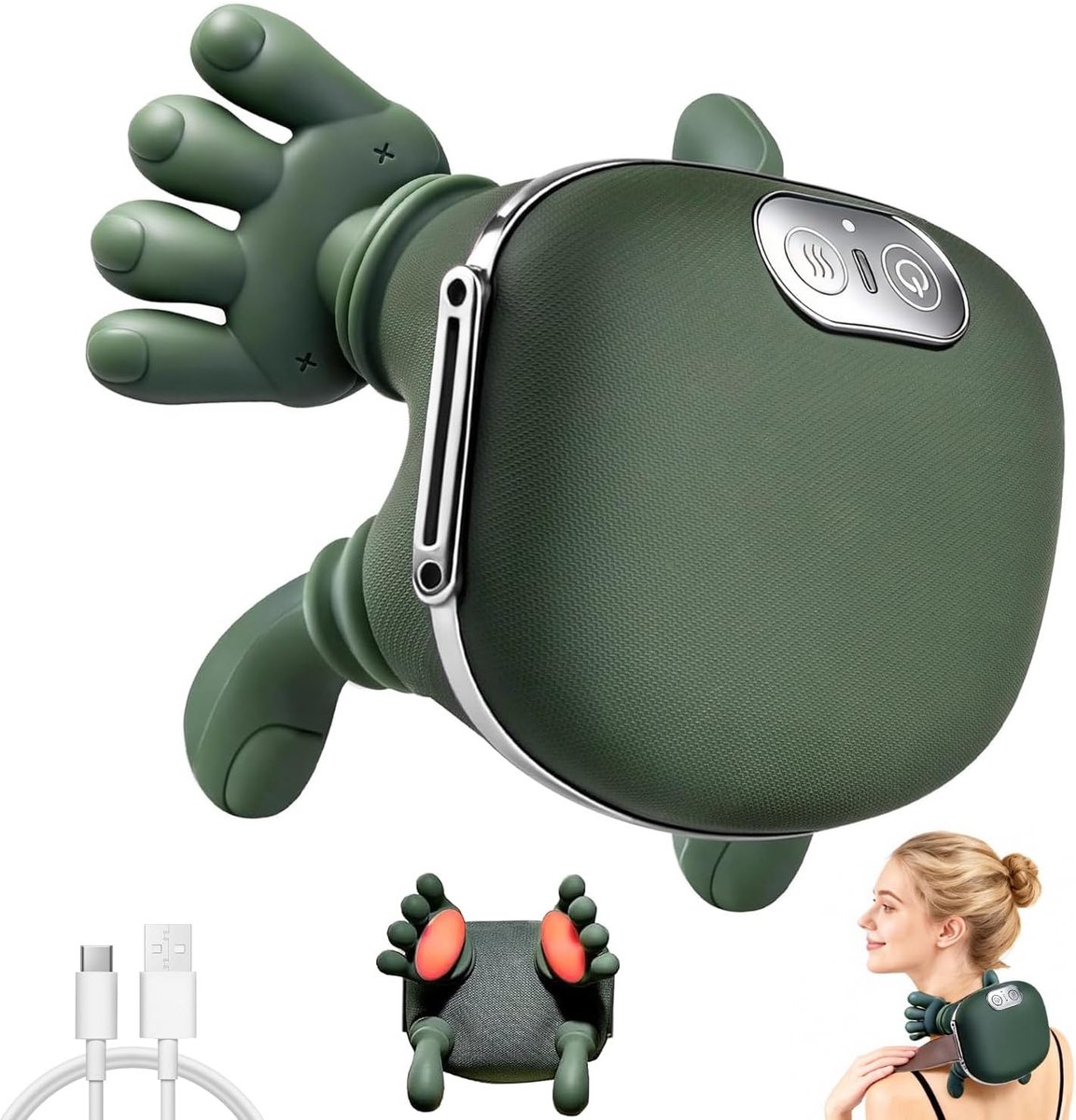 Handmassageapparaat - Nek Shiatsu - Spierontspanning - Met Warmtefunctie - 16x14x20 cm