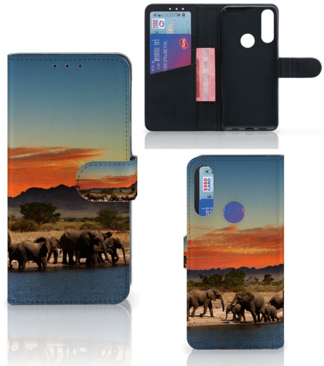 Alcatel 1S 2020 Telefoonhoesje met Pasjes Olifanten